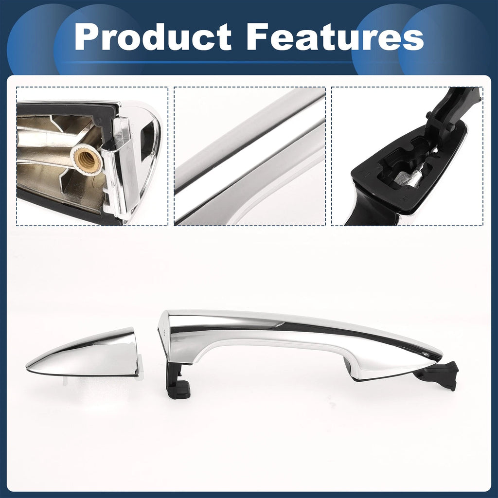 Front Right Exterior Door Handle for Kia Rio (2011) - Silver Tone