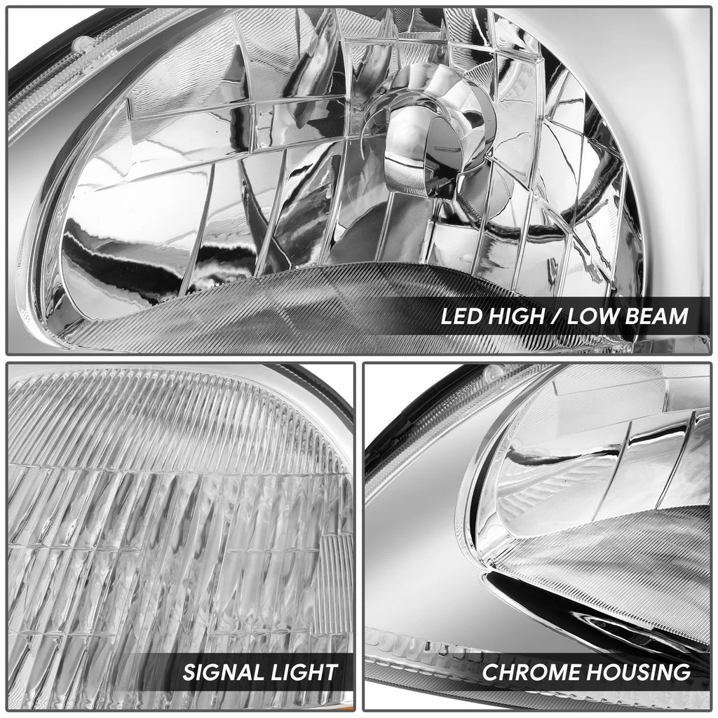 Set of 2 Chrome Housing Amber Corner Headlights for Honda Civic EK/EJ/EM (1996–1998)