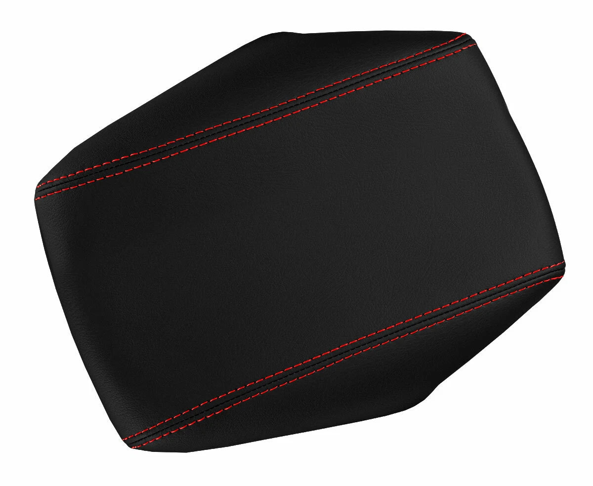 Leather Console Lid Armrest Cover for VW Passat (2011–2018) Red Stitch