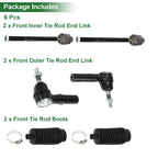 6pcs Front Suspension Kit Tie Rod Ends with Boots for Dodge Dakota (2005-2011)