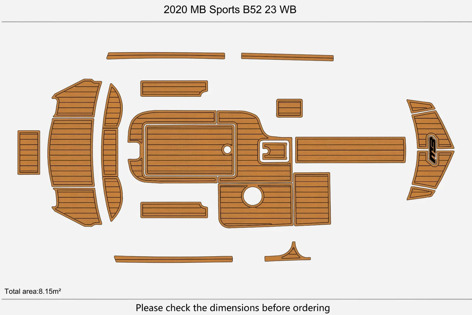 EVA Foam Faux Teak Deck Floor Mat for MB Sports B52 23 WB (2020)