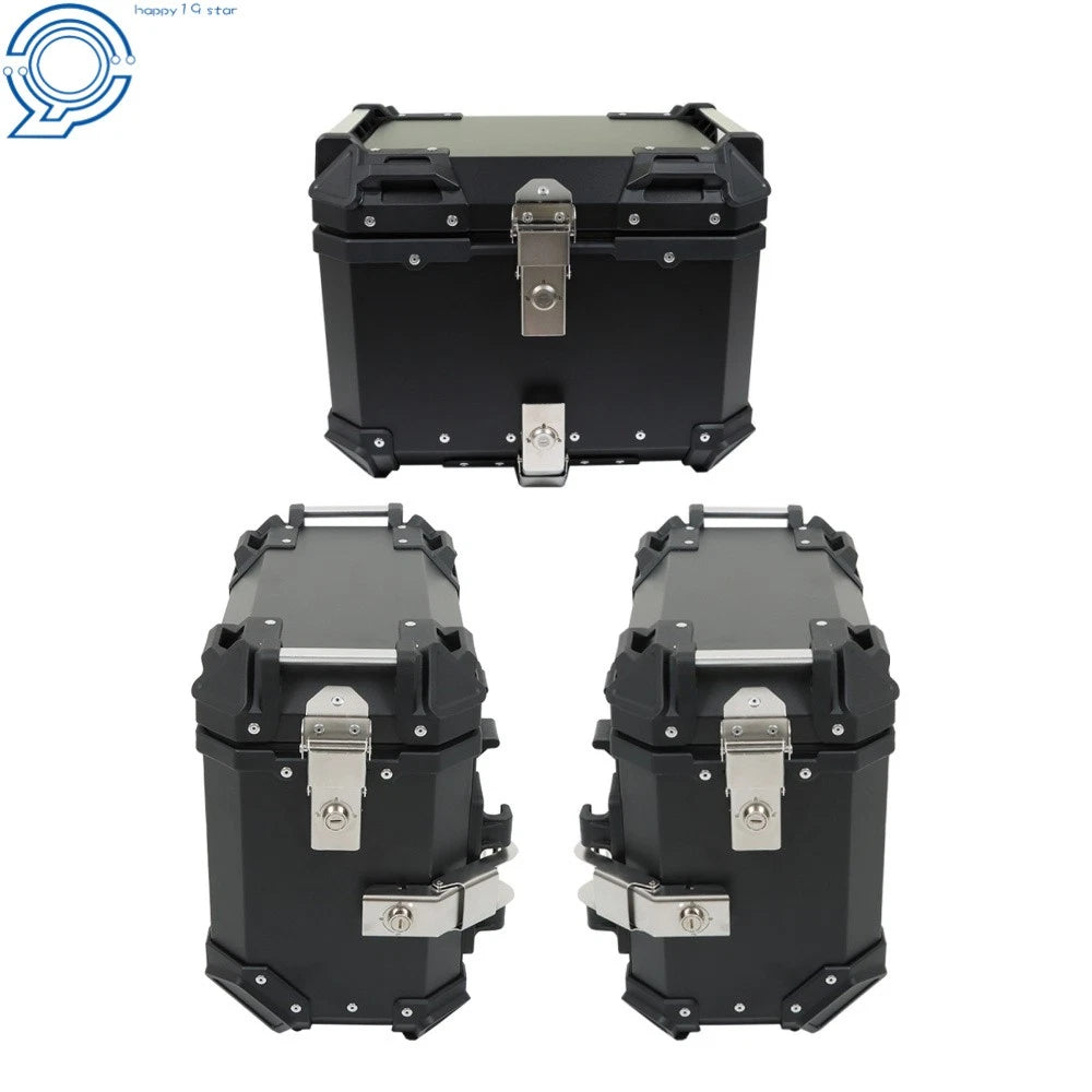 Set of 2 Aluminum Side Cases for Motorcycle (36L + 45L)