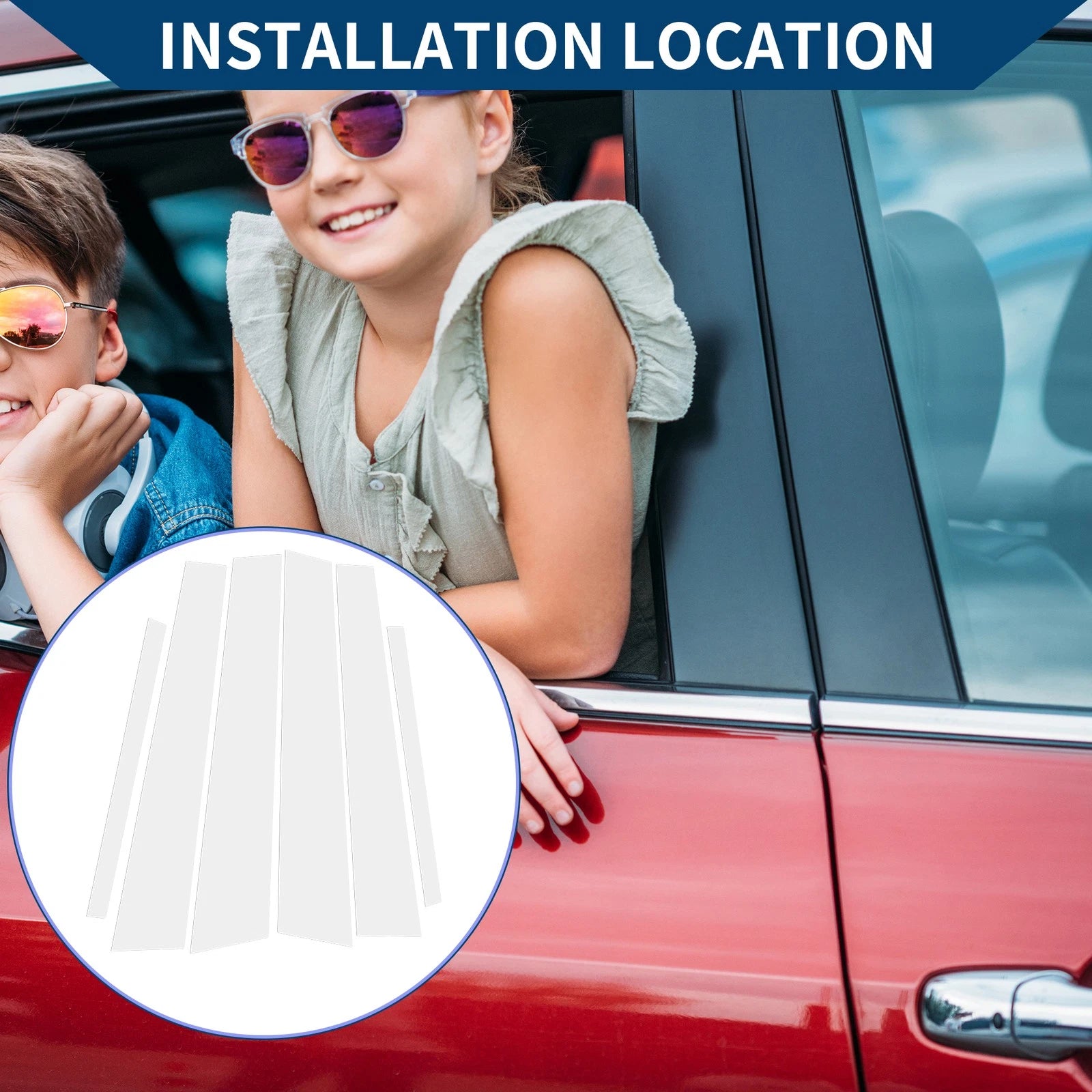 Set of 6 Car Pillar Window Trim Covers for Honda Accord (2013–2017) Chrome