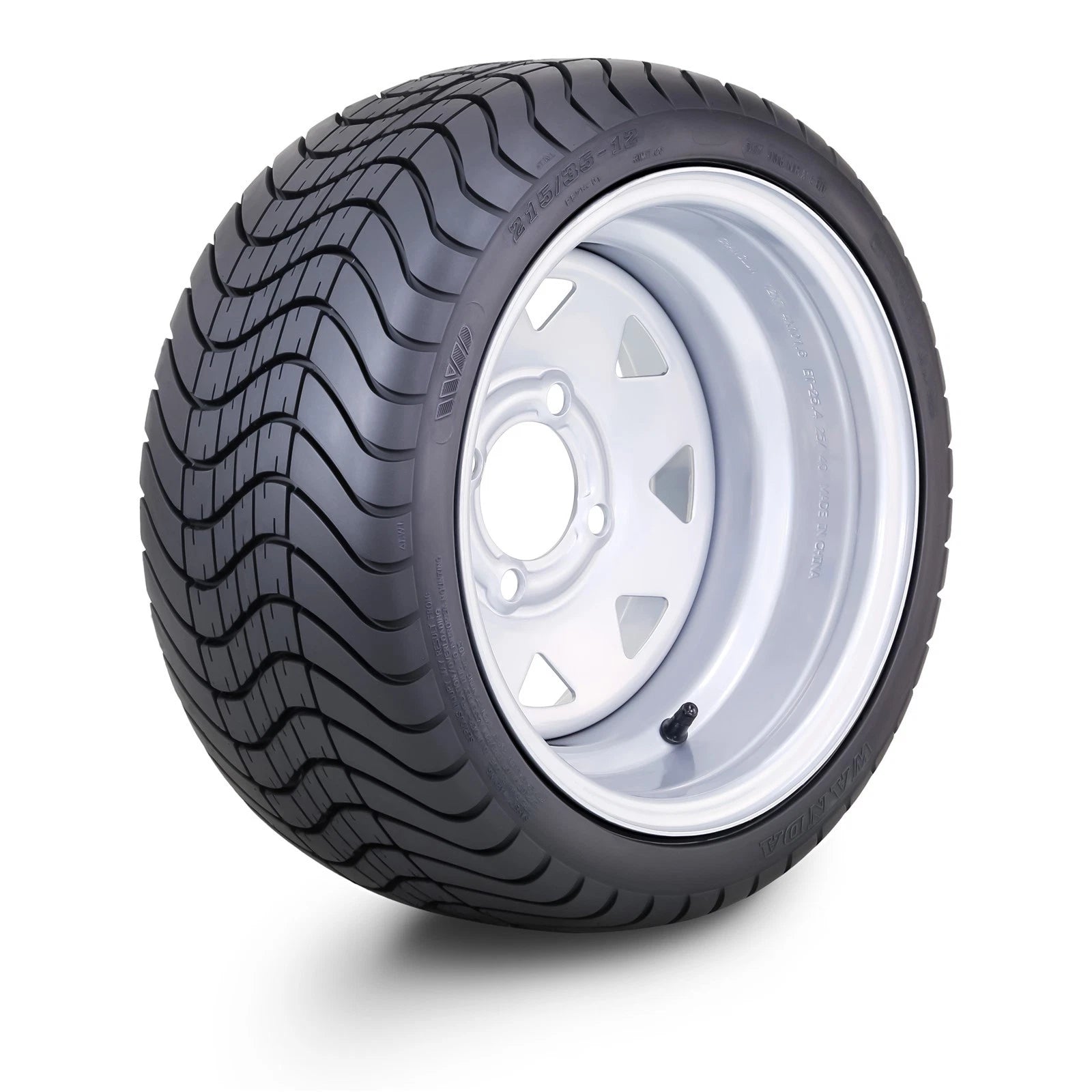 WANDA Golf Cart Tire Assembly 215/35-12 w/4x4" PCD ET-25.4 Silver Wheel (14013)