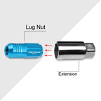 20Pc M12X1.25 Sky Blue JDM Closed End Cone Wheel Lug Nuts + Extension 20mm