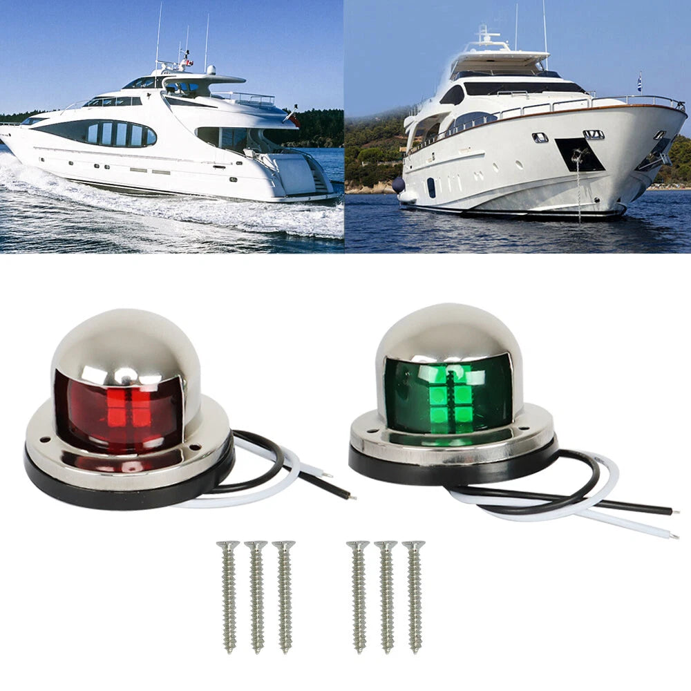 2X LED Bow Navigation Lights for Marine Boat Yacht Pontoon (12V)