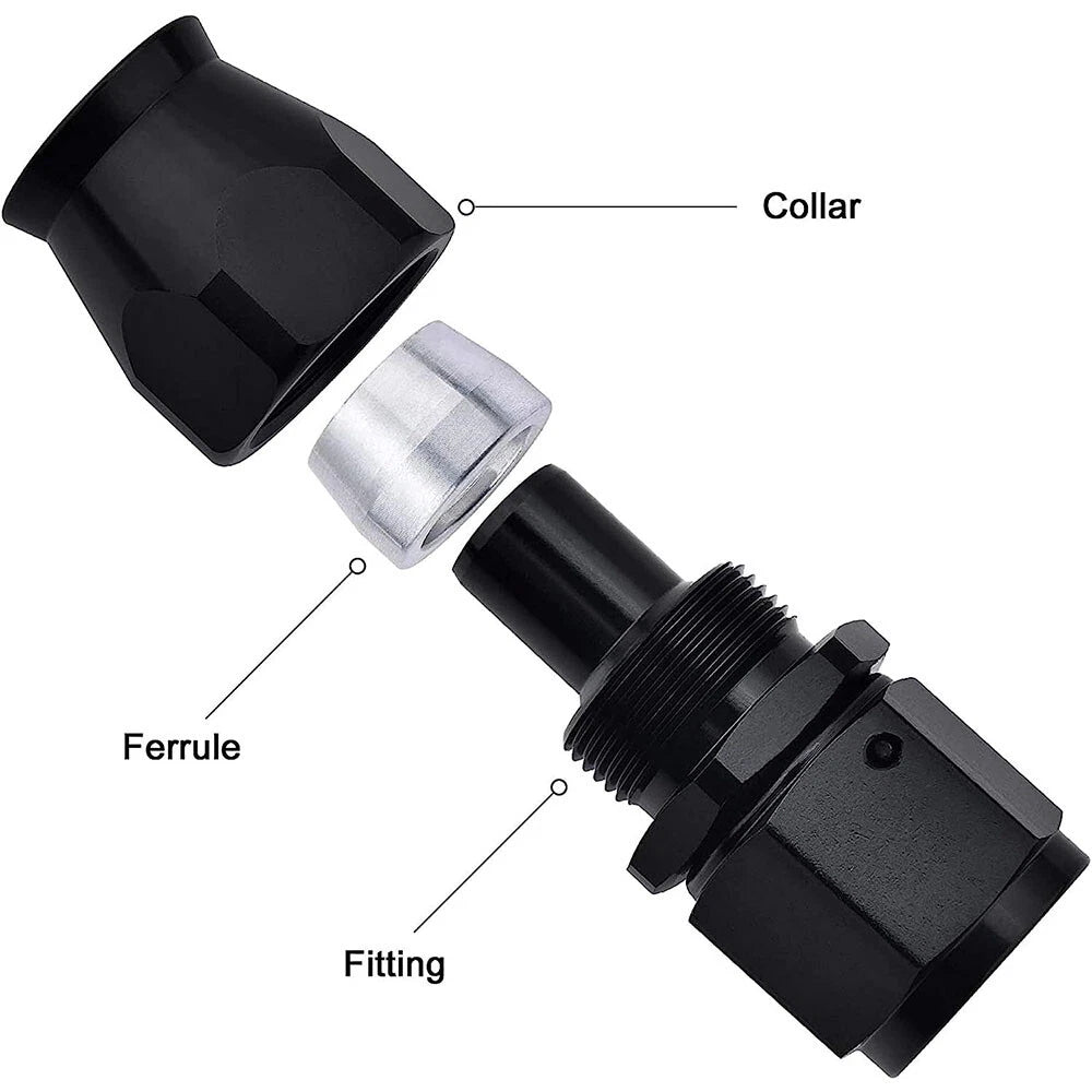 8AN AN8 0° PTFE Hose End Fitting for Universal Applications (Fits PTFE Hose)