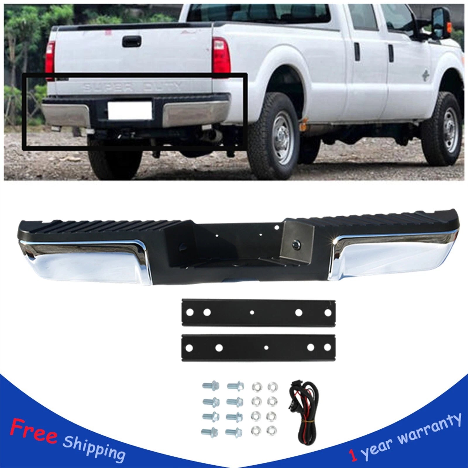 Chrome Rear Step Bumper for Ford F250 Super Duty (2008–2016)