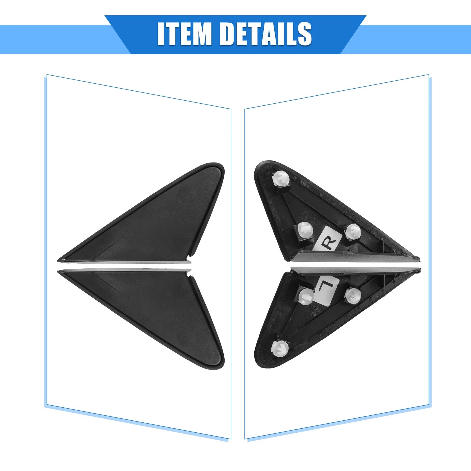 Pair Rear View Mirror Corner Triangle Trim for Chevy Cruze (2011–2016)