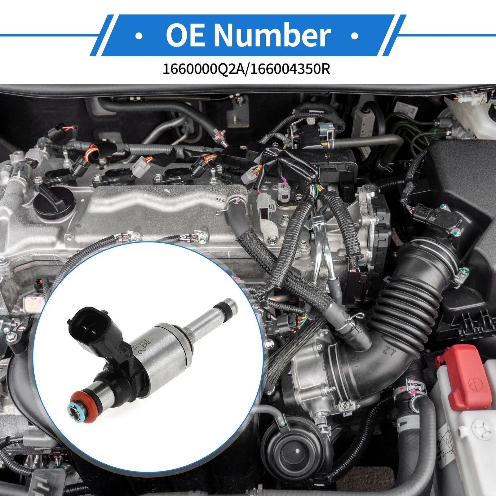 Fuel Injector No. 1660000Q2A for Nissan Qashqai 1.2 DIG-T (2013) 1 Pc Black