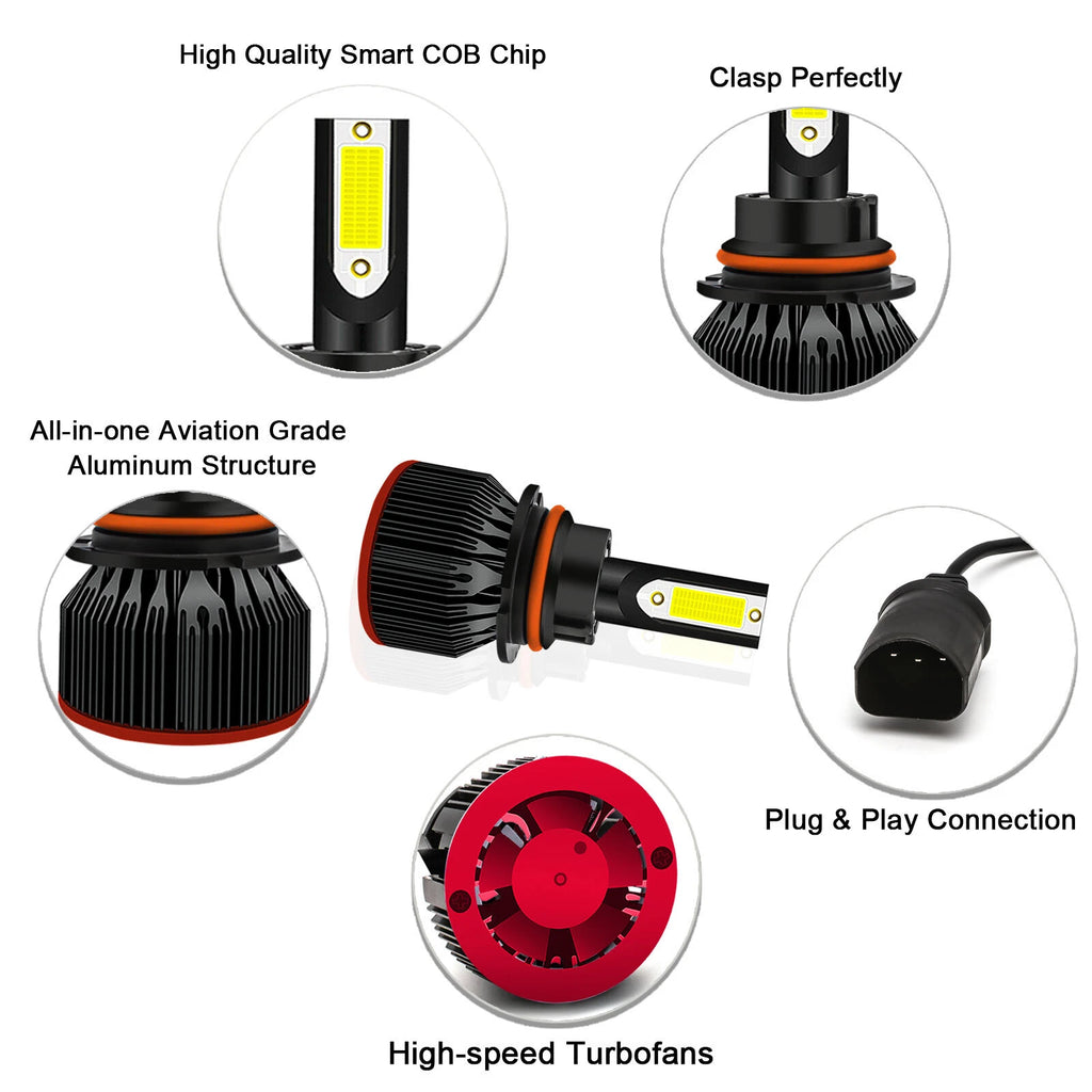 6000K White LED Headlight Bulbs for Dodge Ram 1500 2500 (1994-2003)