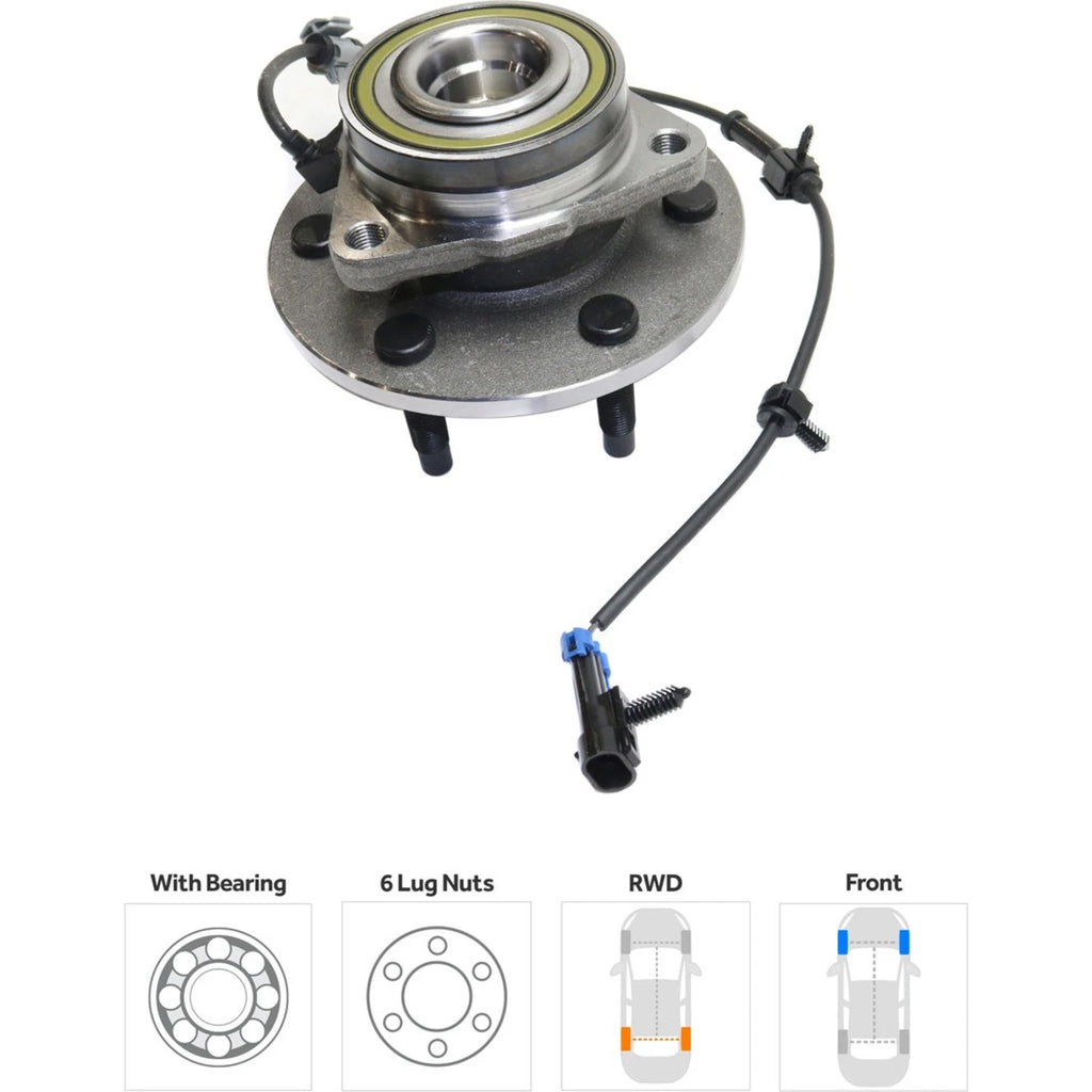 Wheel Hubs for Chevrolet Silverado 1500 (1999–2004) Front LH & RH with Bearing RWD