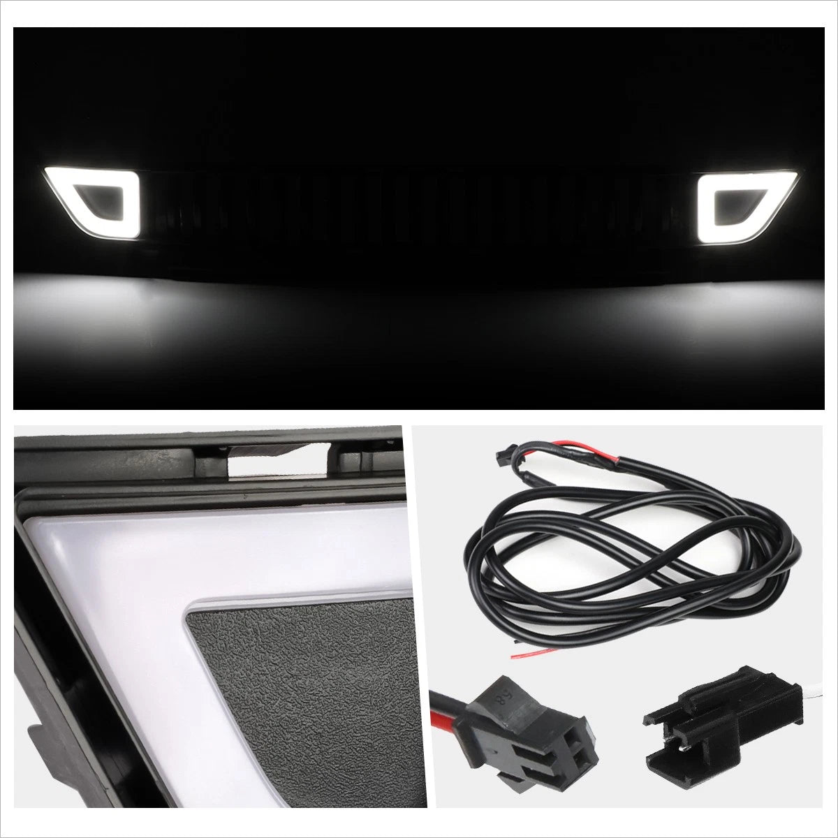 Vertical Fence Front Lower Bumper Grille Frame w/LED Ring for Ford Mustang (2015–2017)