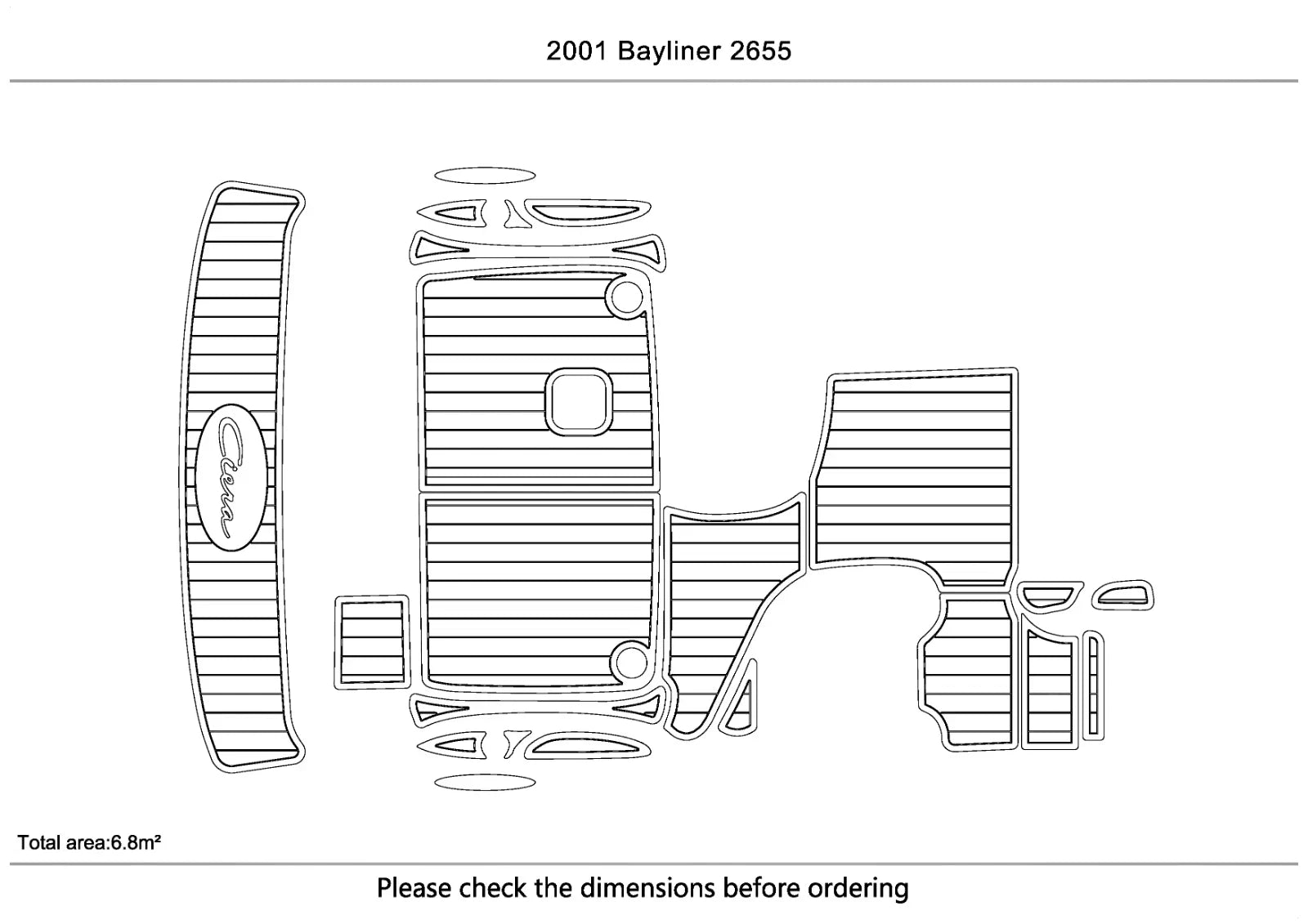 EVA Pads for Bayliner 2655 (2001) Cockpit Swim Platform Teak Flooring Mat