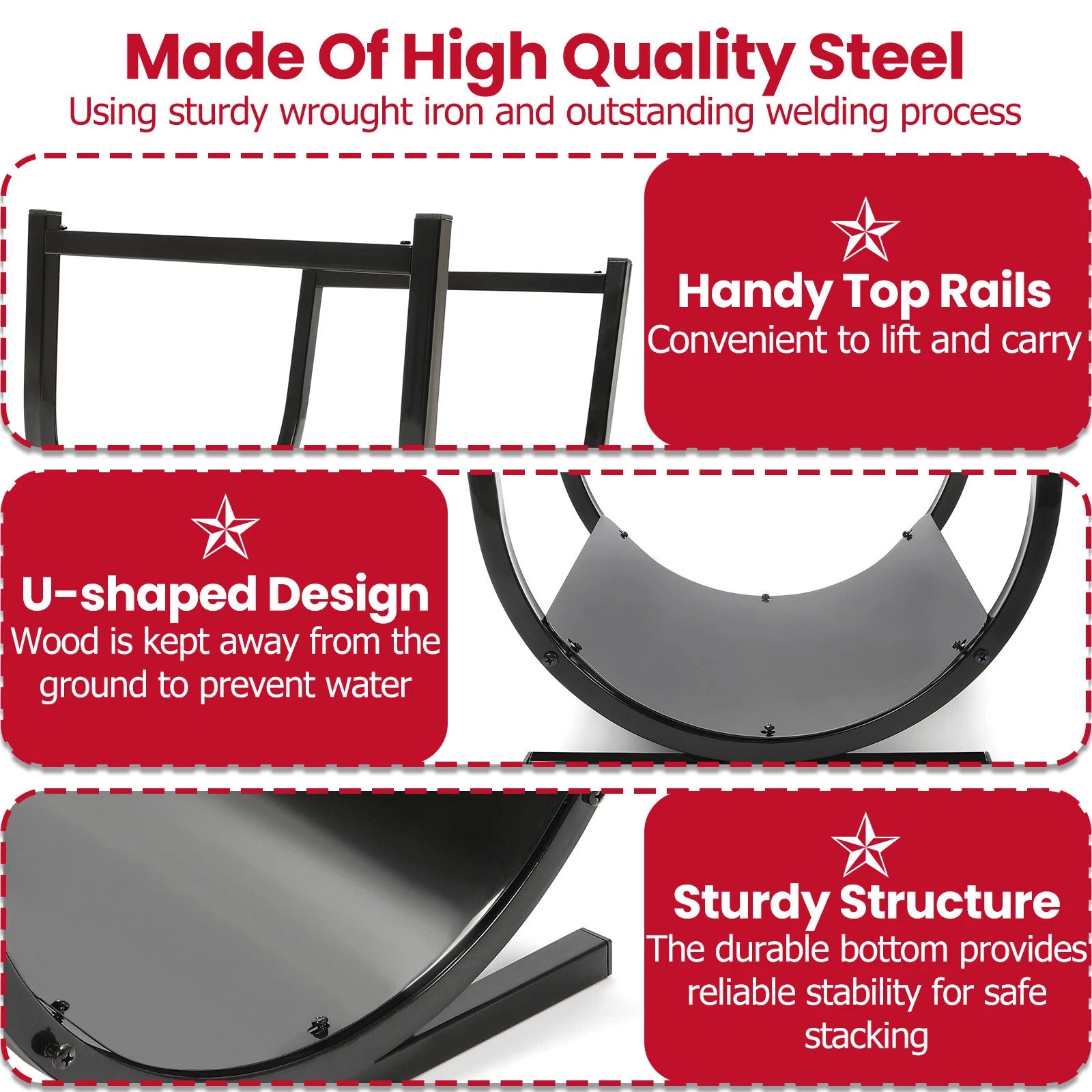 Firewood Rack for Fireplace (Metal)
