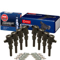 Set of 8 Ignition Coils & Spark Plugs for Ford Lincoln Mercury (Denso, NGK)
