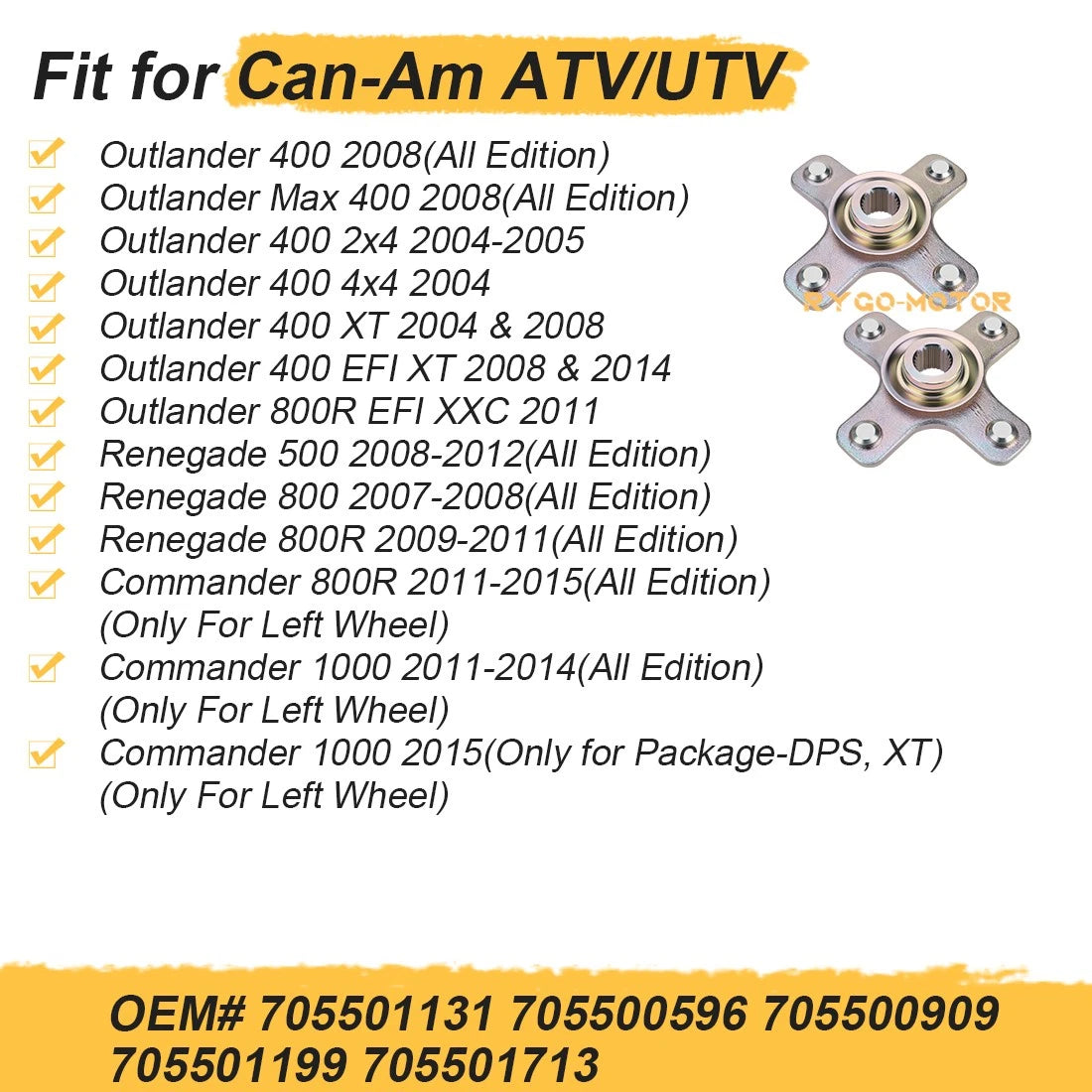2X Rear Left & Right Wheel Hub for Can-Am Outlander 800R 400 330 (2006–2018) Max 705501713