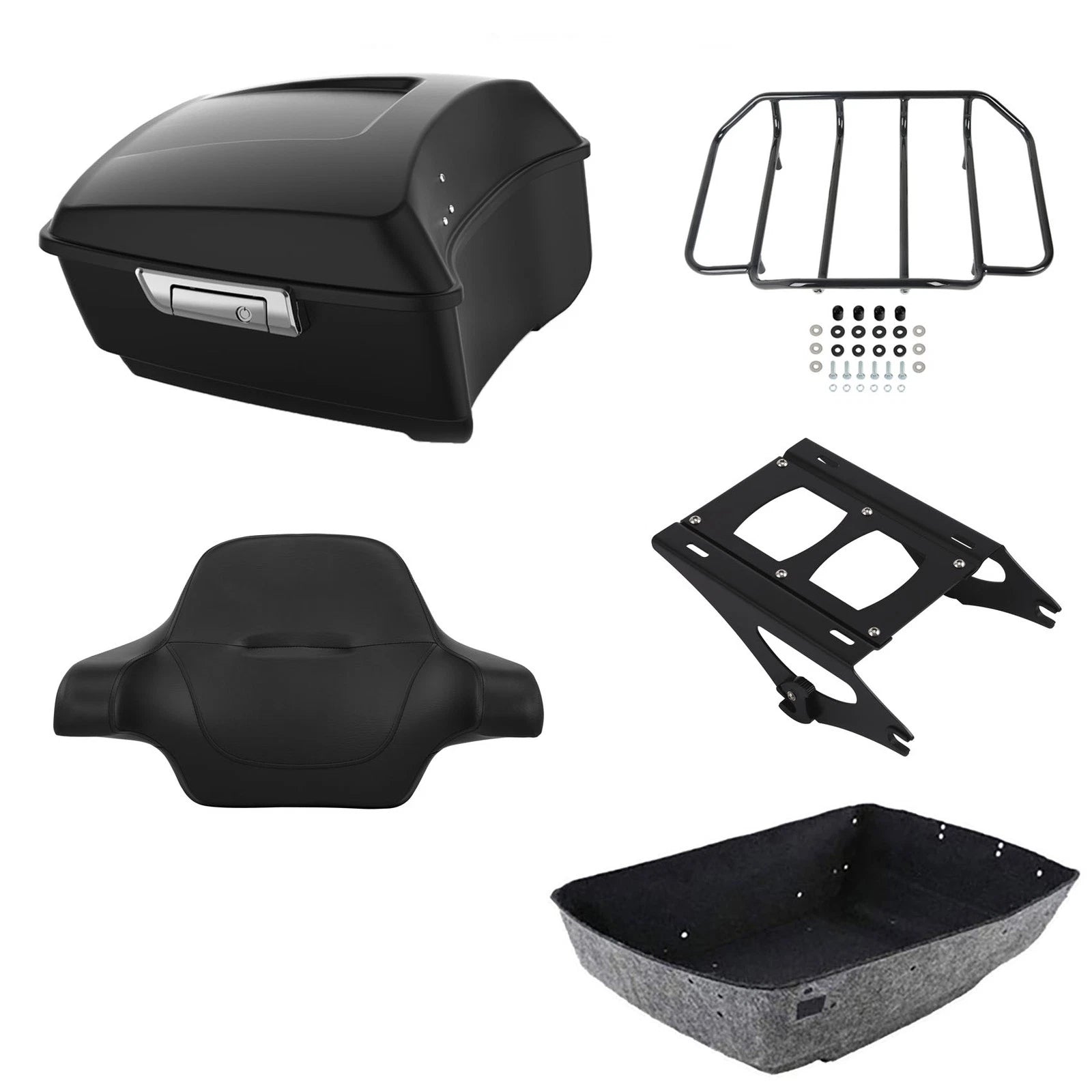 Matte Black Backrest Rack Mount for Harley Road Glide (2014–2026)