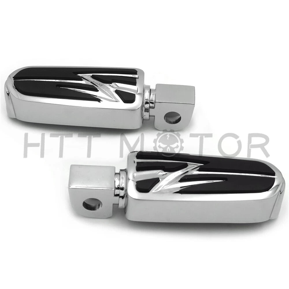 Chrome Lightning Footpegs for Kawasaki Vulcan 1500 800 900 (1996–2009)