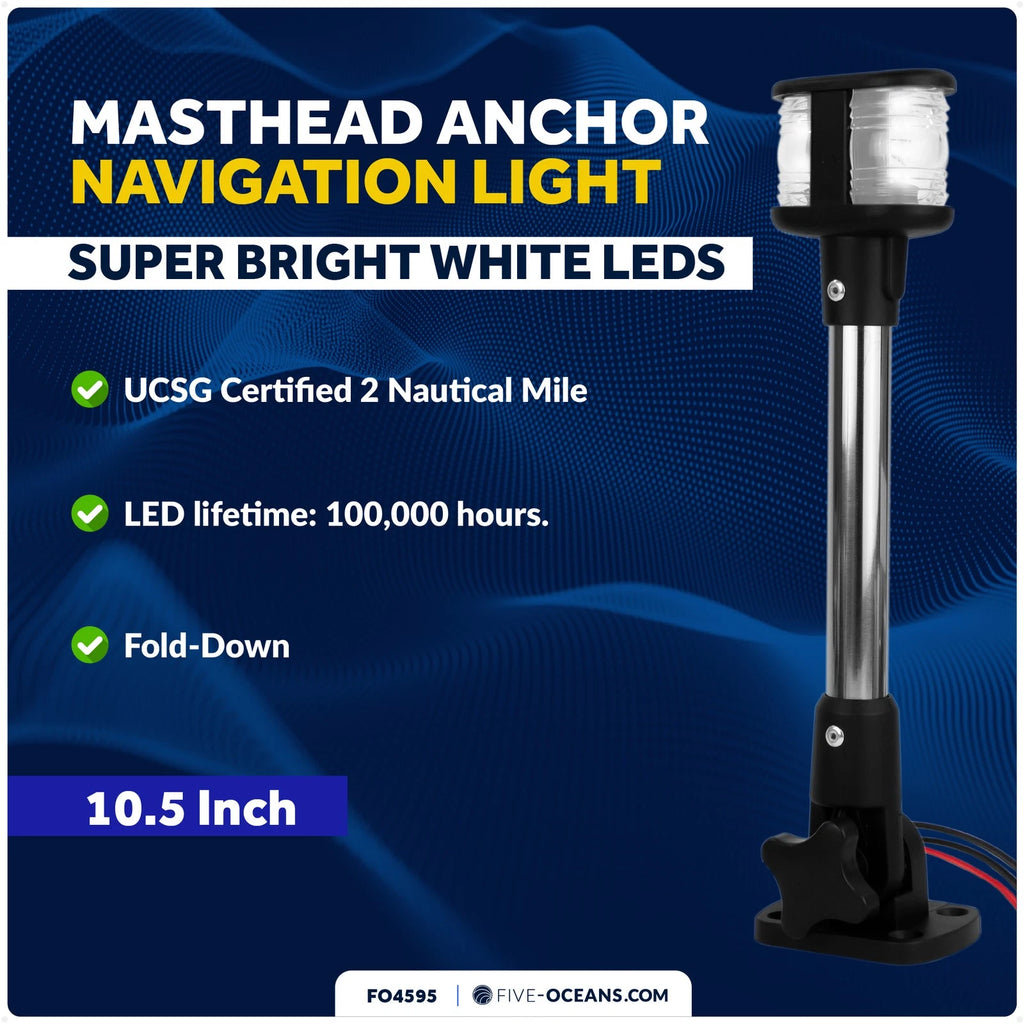Stern Light Anchor Light for Boat 10.5" Fold Down Masthead All Round