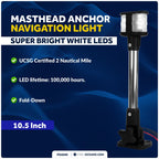 Stern Light Anchor Light for Boat 10.5" Fold Down Masthead All Round