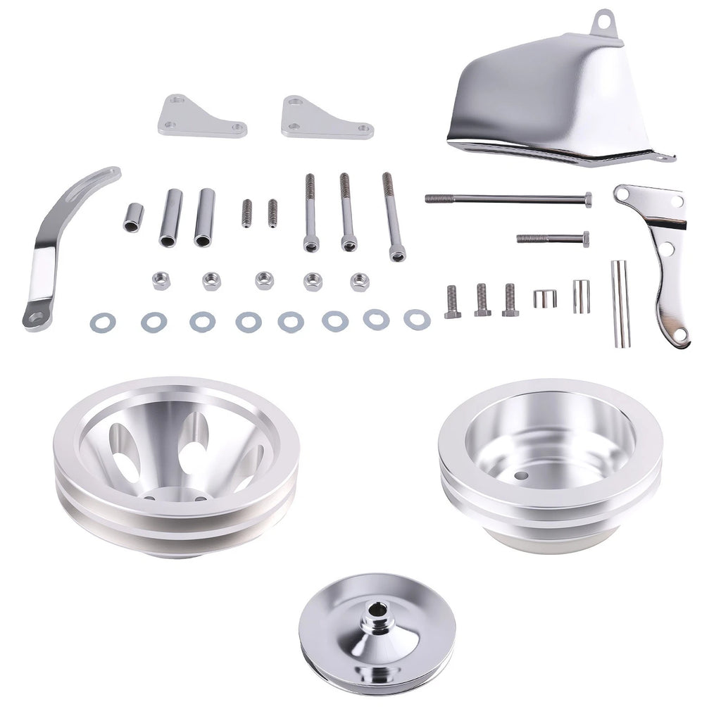 Water Pump Pulley & Bracket Kit for Small Block Chevy 283 327 350 400 (1967–1982)
