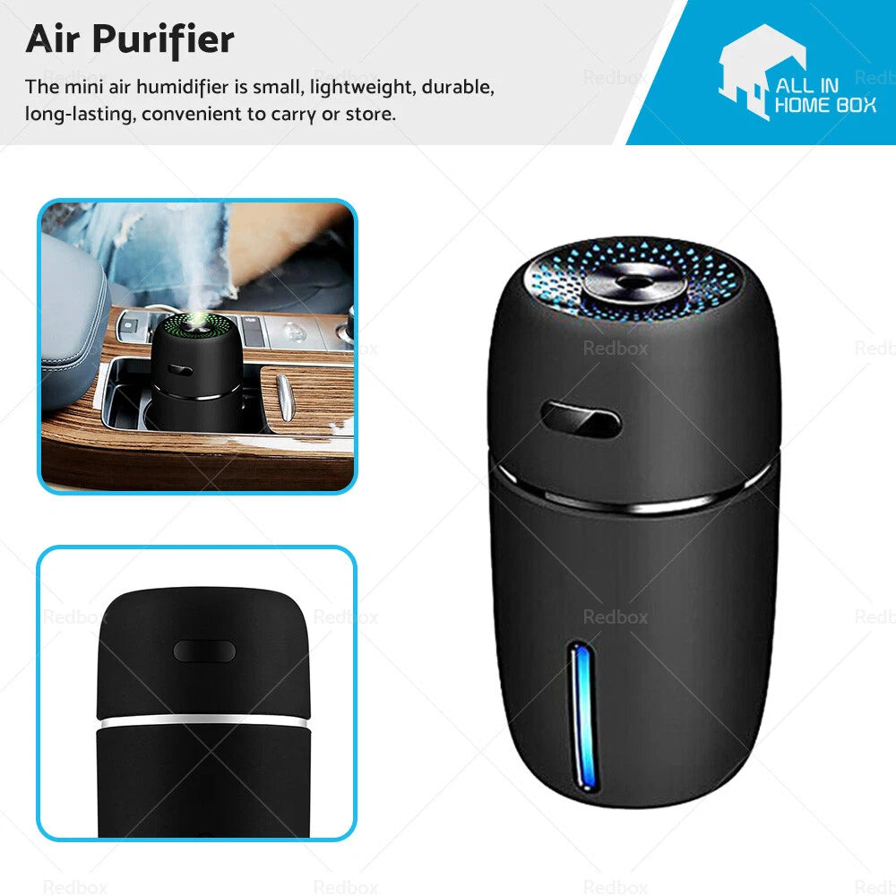 USB Car Air Purifier Diffuser for Universal Use (LED, Humidifier)