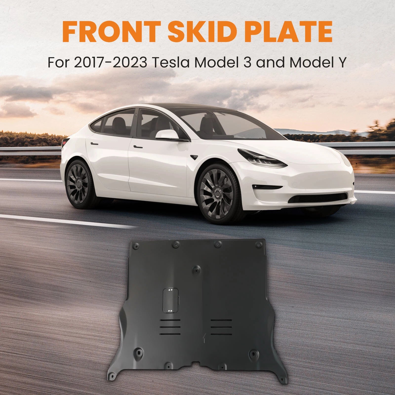 Front skid plate for Tesla Model 3 (2017-2023) Black