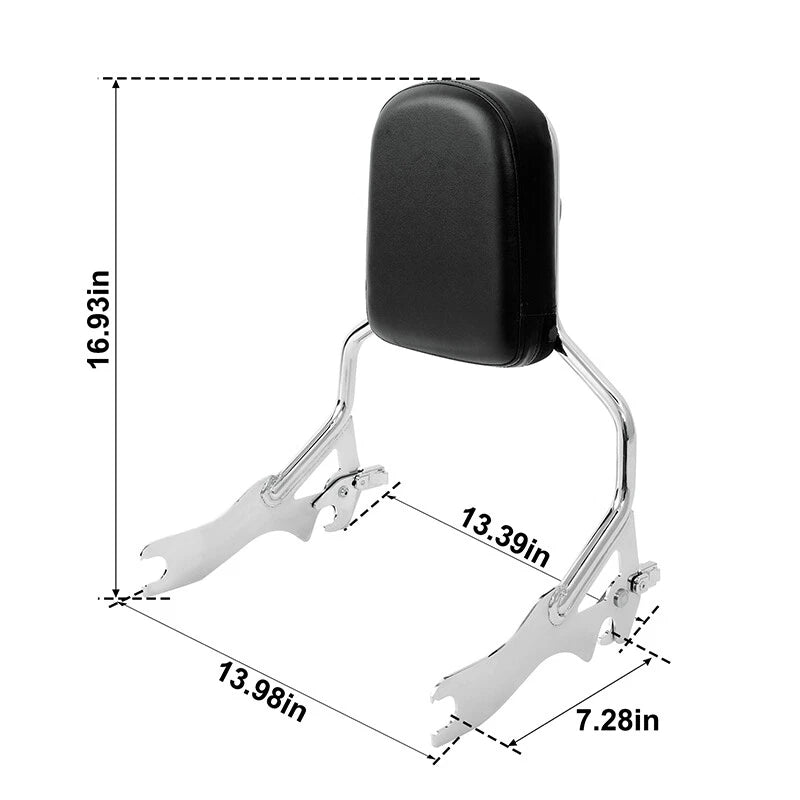 Chrome Sissy Bar Backrest & Docking Hardware Kit for Harley Softail Fat Bob (2018–2023)