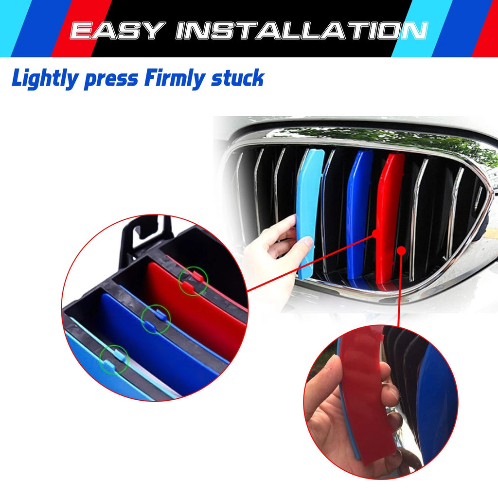 9-Beam M-Colored Strips Kidney Grille Insert for BMW 5 Series (2017-2020)