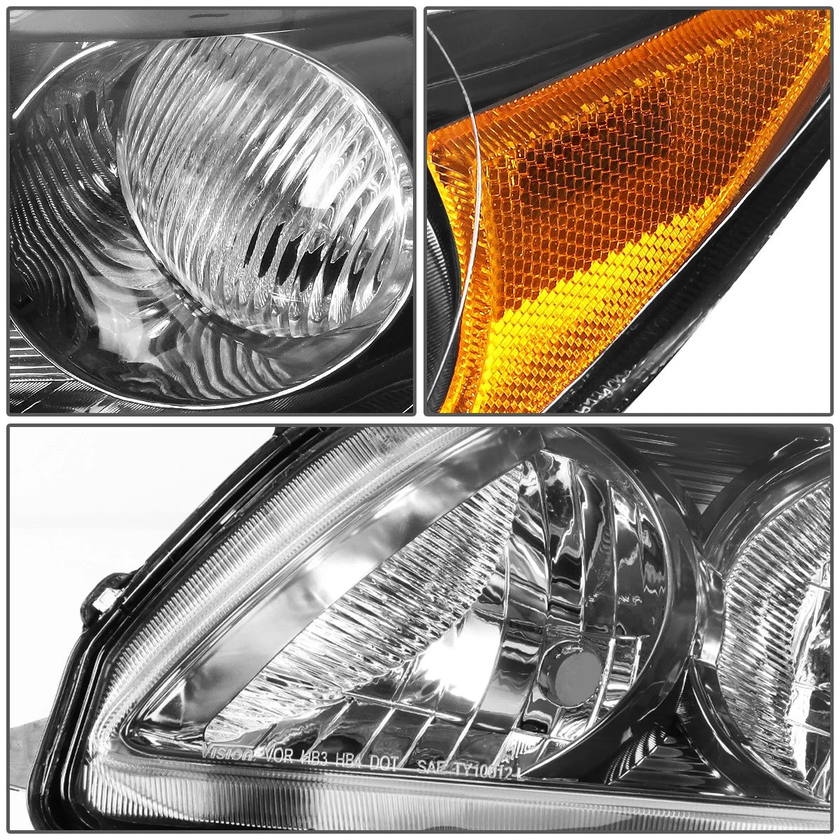 Pair of Black Housing Amber Corner Headlights for Toyota Corolla (2009–2010)