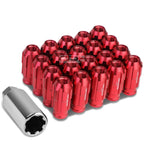 20 PCS Open End M12x1.25 50mm Tall Red Aluminum Lug Nuts + Adapter