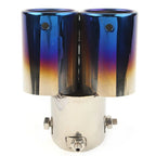 Universal Dual Bent Steel Rear Exhaust Pipe Tail Muffler Tip for Car