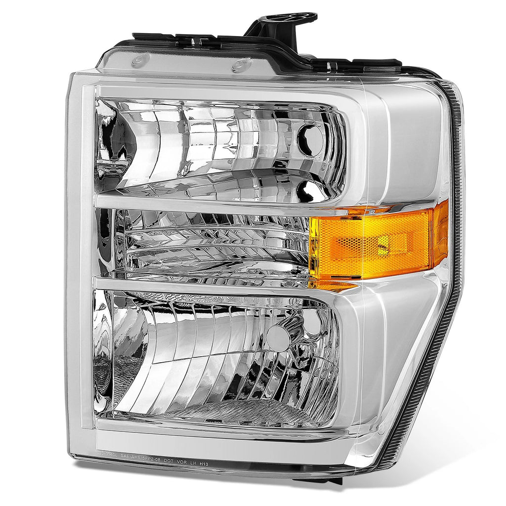 Driver Side Headlight for Ford E-150-750 SD (2008–2021) Chrome Amber