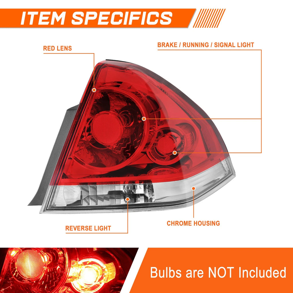 Right Side Chrome Tail Light Brake Lamp for Chevy Impala Limited (2006–2016)