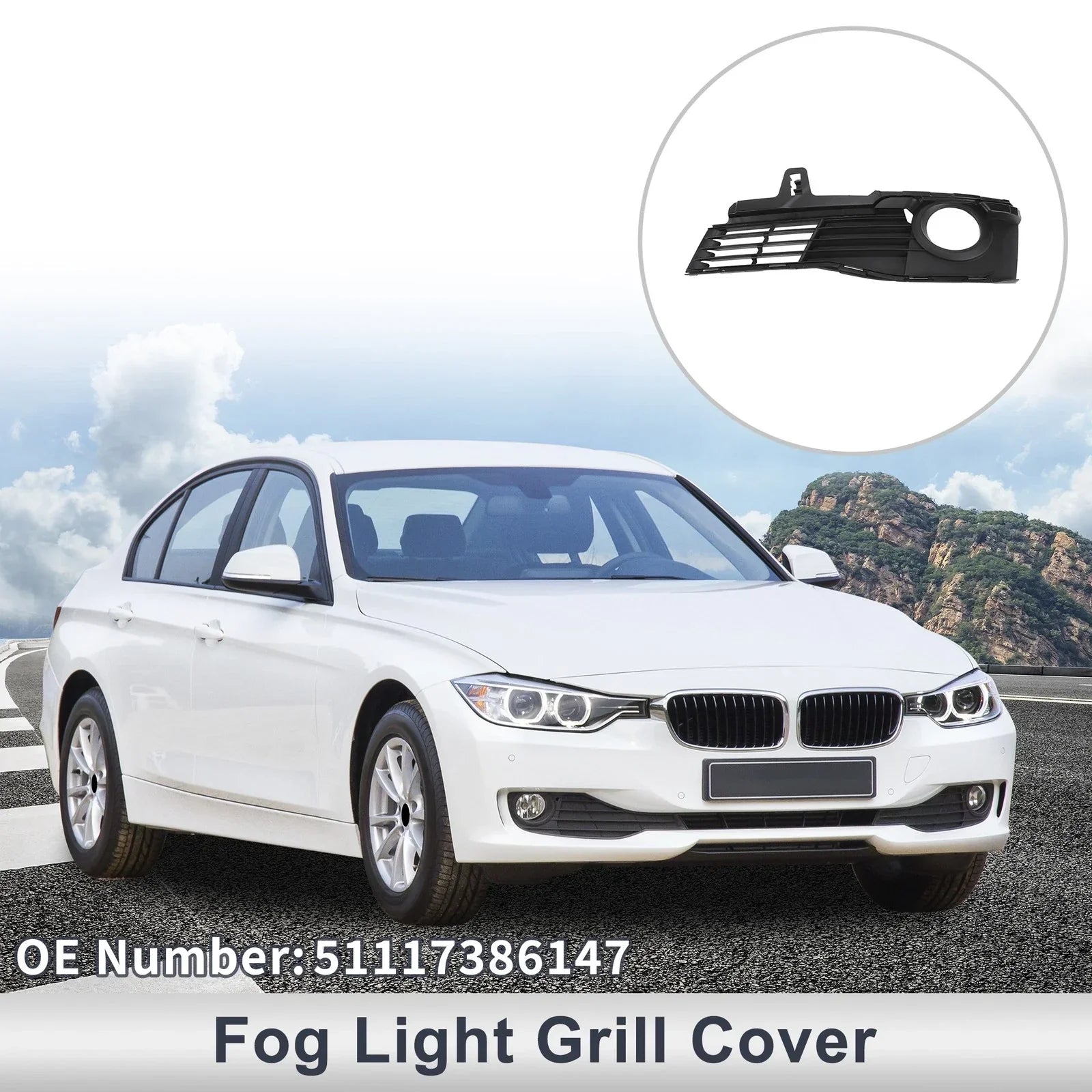 1 Pc Front Left Fog Light Grill for BMW 3 Series (2015-2019)