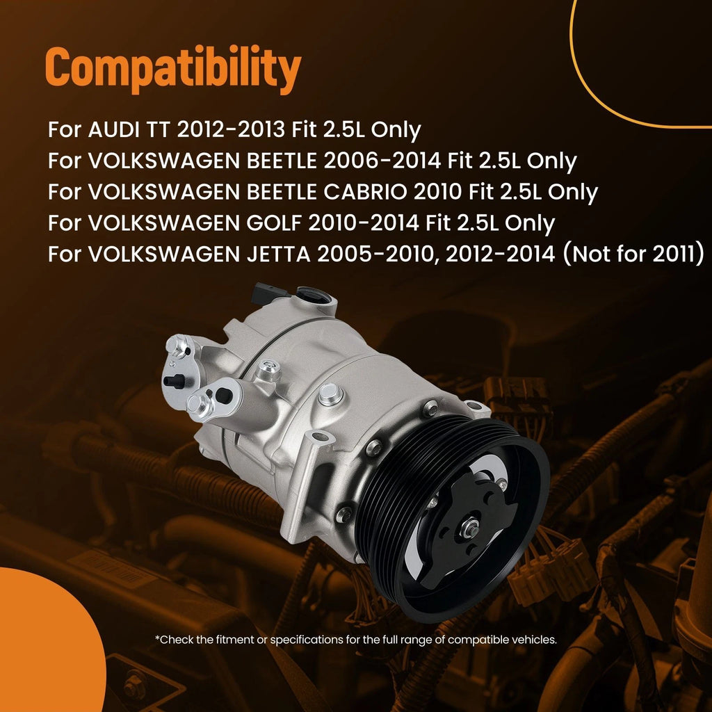 A/C Compressor for Volkswagen Rabbit (2006–2009) Passat 2.5L (2012–2014) CO4574JC