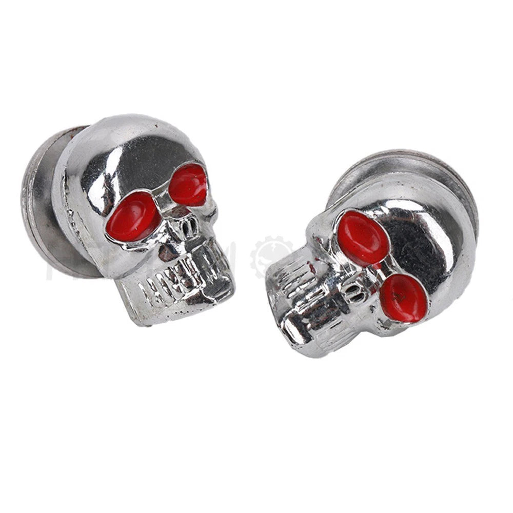 2pcs Chrome Skull License Plate Frame Bolts for Harley