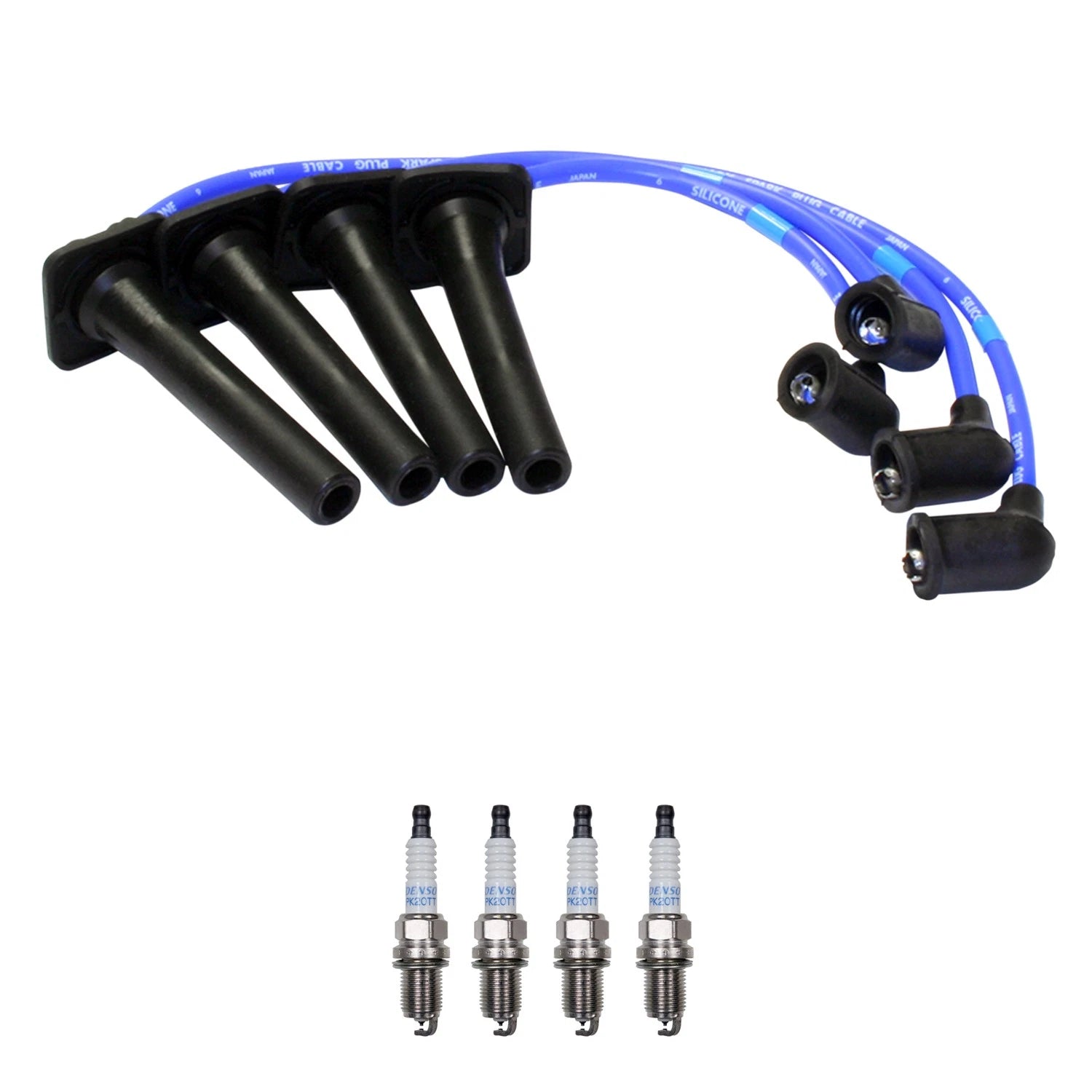 NGK Wire Set & Denso 4 Platinum TT Spark Plugs for Mazda Protege ES (1999–2003)