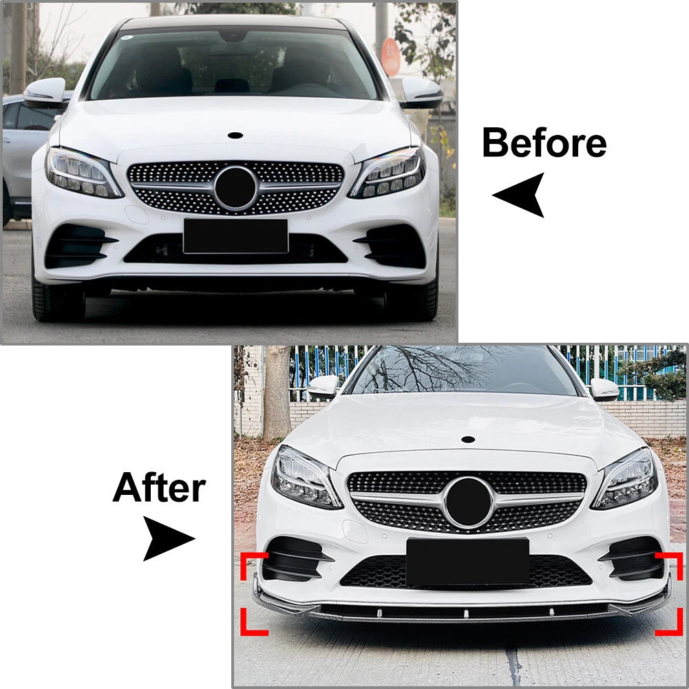 Front Bumper Spoiler Splitter Lip for Mercedes Benz C Class W205 (2019–2021)