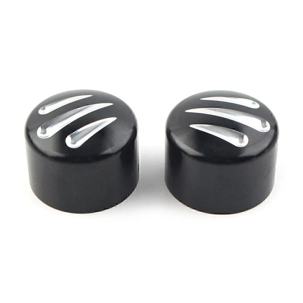 Black  Front Cut Axle Nut Cap Covers for Harley Softail Touring
