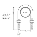 U Bolt Kit for 2000lbs 1-3/4" Round Axle (20078)