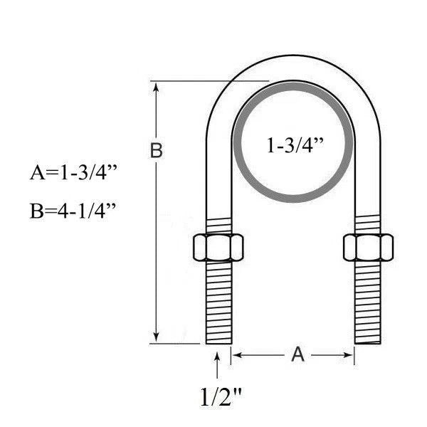 U Bolt Kit for 2000lbs 1-3/4" Round Axle (20078)