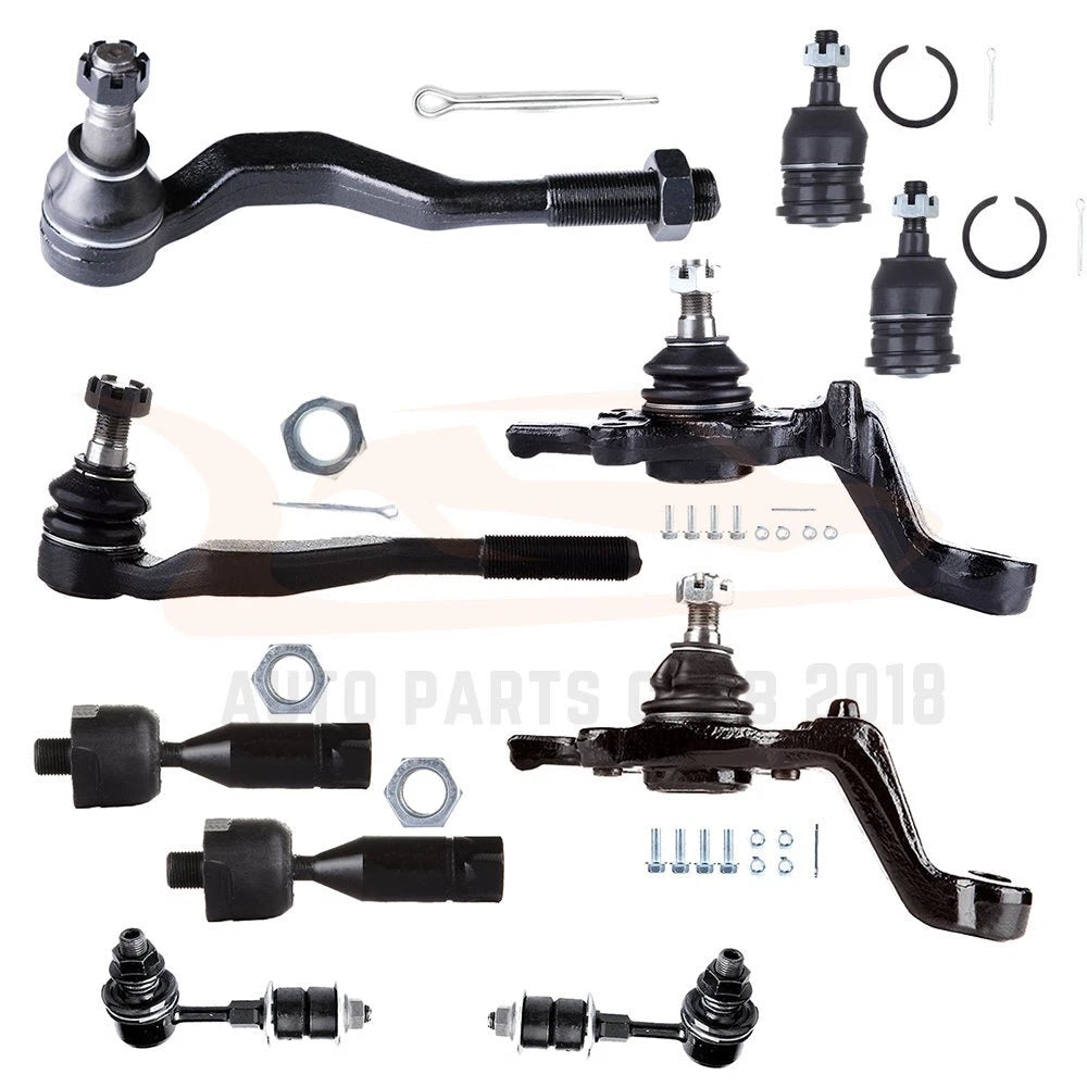 Set of 10 Front Inner Outer Tie Rod Ends for Toyota Tacoma (1995–2000)