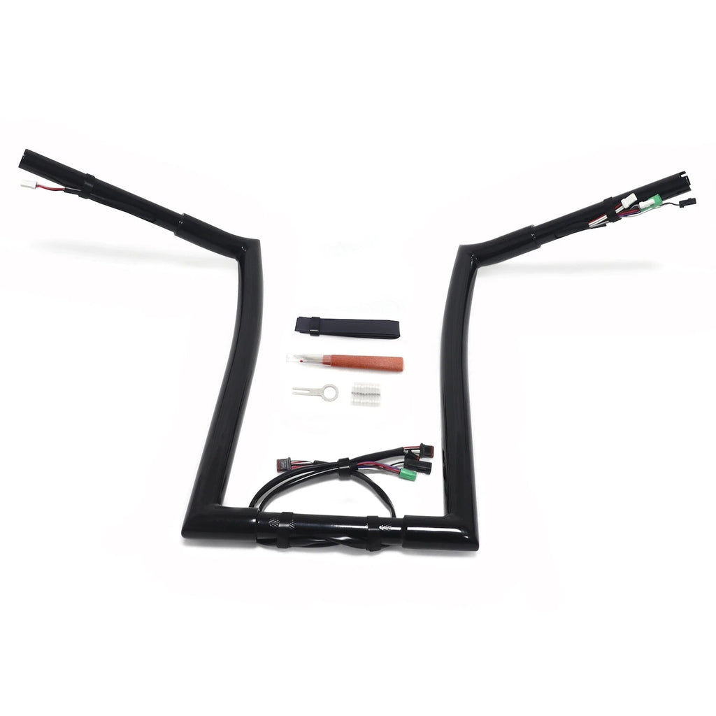 14" Prewired Meat-hook Ape Hanger Handlebar for Harley Road King FLHR FLHRC (2014–2015)
