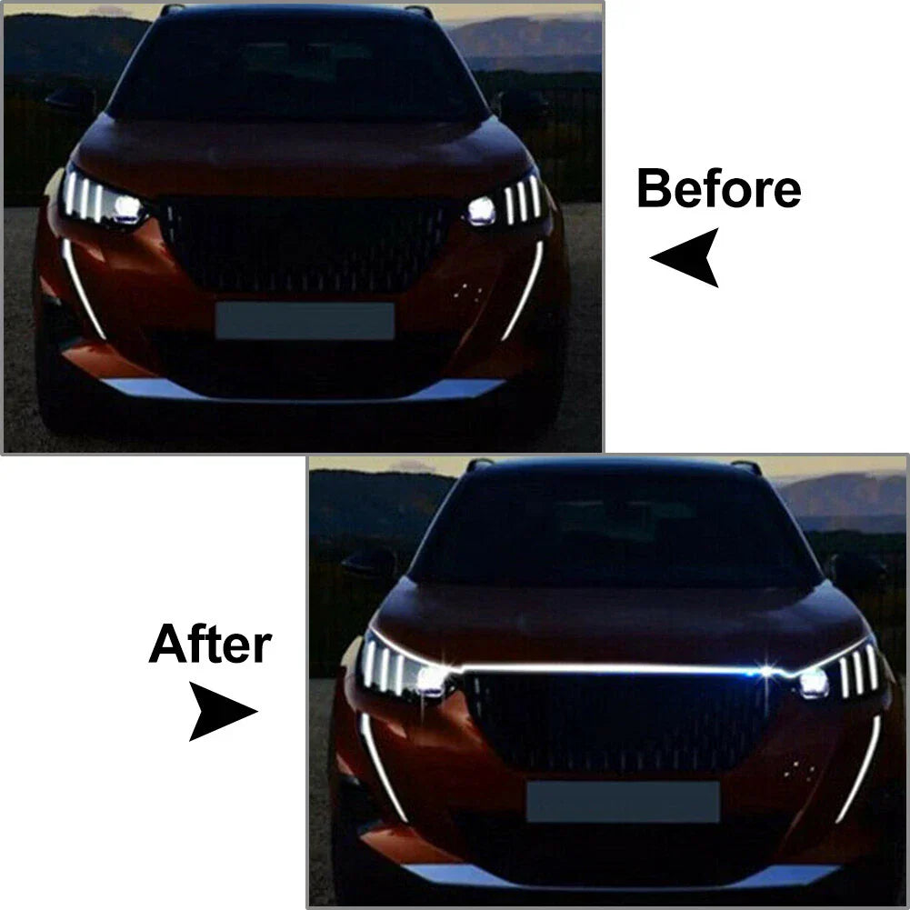 150CM LED Daytime Running Light Strip for Car Hood Atmosphere Lamp