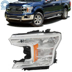 LH Halogen Headlight Assembly for Ford F150 (2018–2020) Clear Lens Chrome