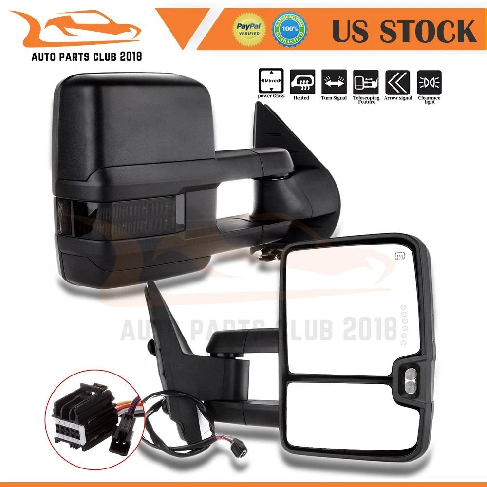 Power Heated Turn Signal Towing Mirrors for Silverado Sierra (2007–2013)