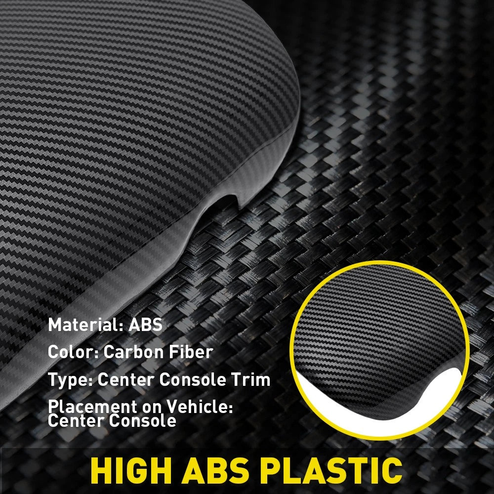 Carbon Fiber Armrest Box Cover Trim for Ford Mustang (2015–2024)