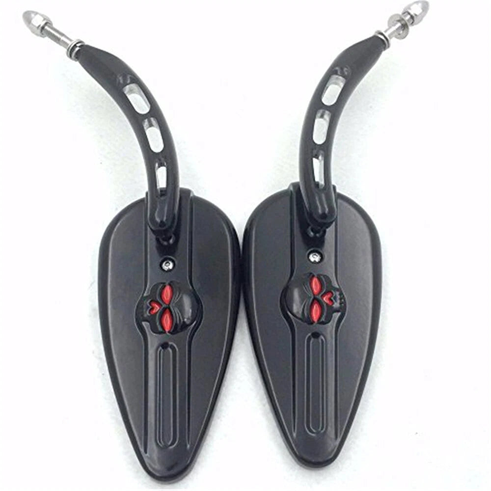 Black Skull Side Mirrors for Harley Super Glide FXE (2006–2017)